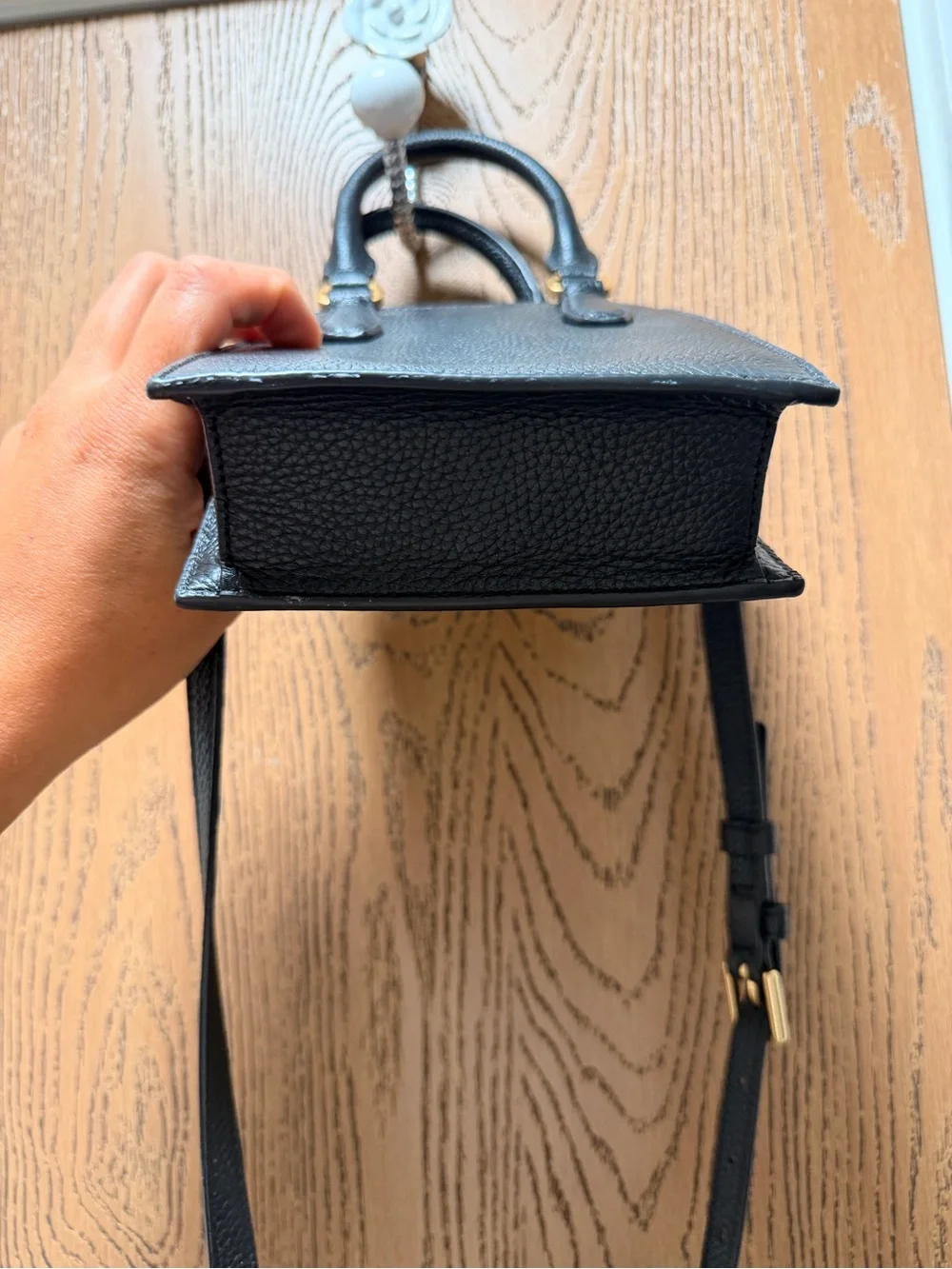 Tory Burch Black Pebbled Leather Mini Tote